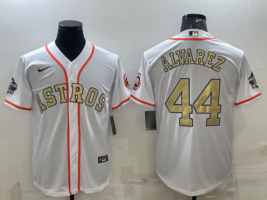 Men's Houston Astros Yordan Alvarez #44 White Replica Player Jersey1