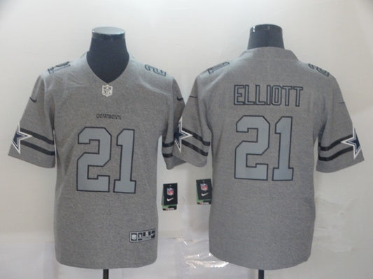 Men's Dallas Cowboys Ezekiel Elliott #21 Gray Game Jersey1