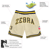 Custom Cream Navy Gold Basketball Shorts - 2