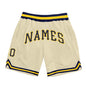 Custom Cream Navy-Gold Authentic Throwback Basketball Shorts