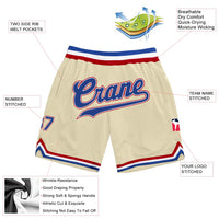 Custom Cream Royal Red Basketball Shorts - 2