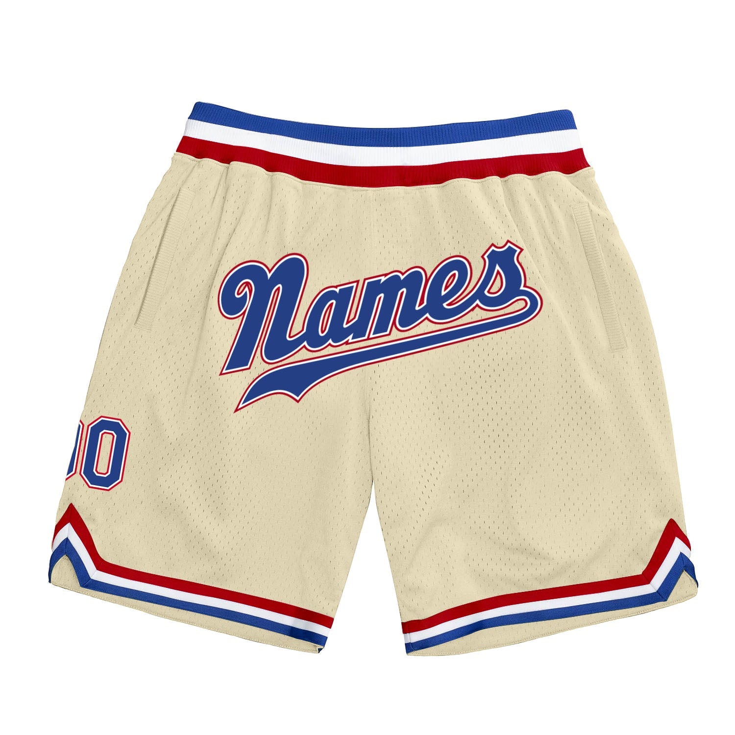 Custom Cream Royal Red Basketball Shorts