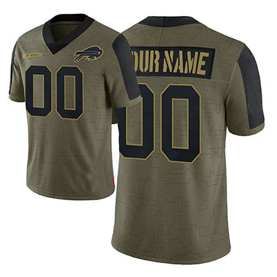 Custom1 Buffalo Bills Olive 2022 Salute To Service Limited Football Jerseys