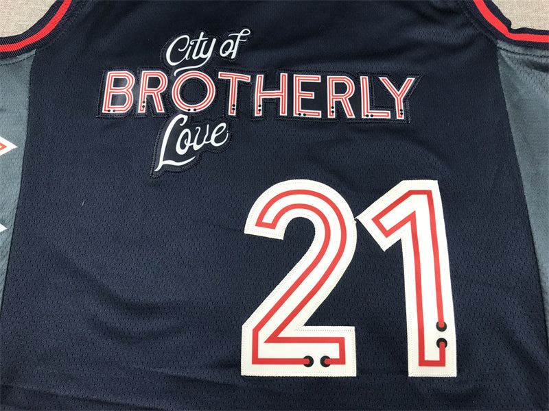 Men's Philadelphia 76ers Joel Embiid #21 Navy 2023/24 Swingman Jersey1 - City Edition