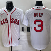 Men's Boston Red Sox Babe Ruth #3 White Home Replica Jersey