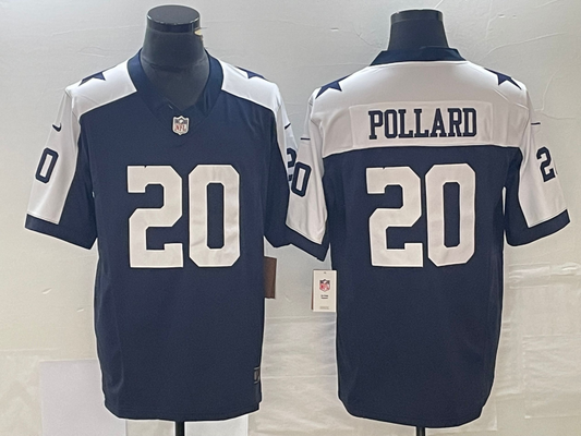 Men's Dallas Cowboys Tony Pollard #20 Navy Alternate Game Team Jersey1