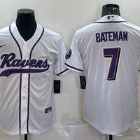 Men's Baltimore Ravens Rashod Bateman #7 White Game Jersey1 Joint Edition