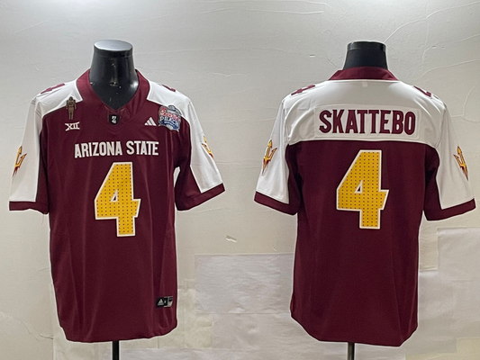 Men's Arizona State Sun Devils Cameron Skattebo #4 Red Player Game Jersey