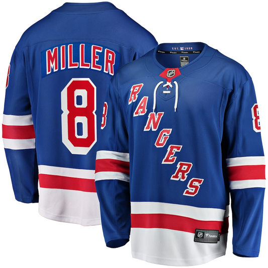 Men's New York Rangers J.T. Miller Fanatics #8 Blue Home Breakaway Jersey