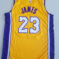Men's Los Angeles Lakers LeBron James #23 NBA Yellow Swingman Jersey1