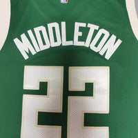 Men's Milwaukee Bucks Khris Middleton #22 Green Fast Break Road Replica Jersey1