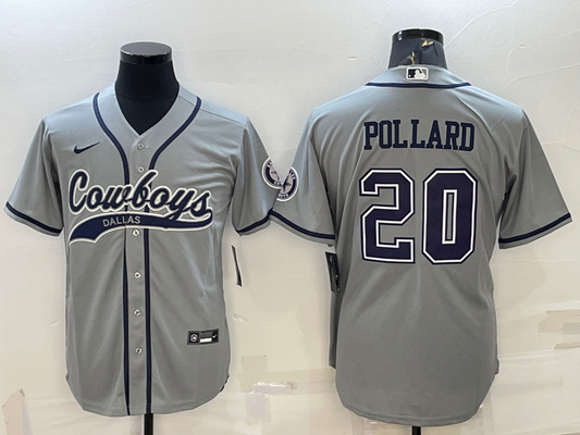 Men's Dallas Cowboys Tony Pollard #20 Gray Game Jersey1 Joint Edition