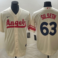 Men's Los Angeles Angels Chase Silseth #63 Cream 2022 City Connect Replica Player Jersey1