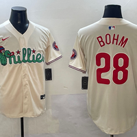 Men's Philadelphia Phillies Alec Bohm #28 Cream Replica Player Jersey1