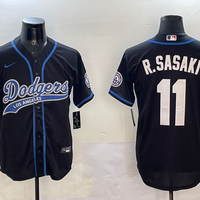 Men's Los Angeles Dodgers Roki Sasaki #11 Black Team Player Jersey1