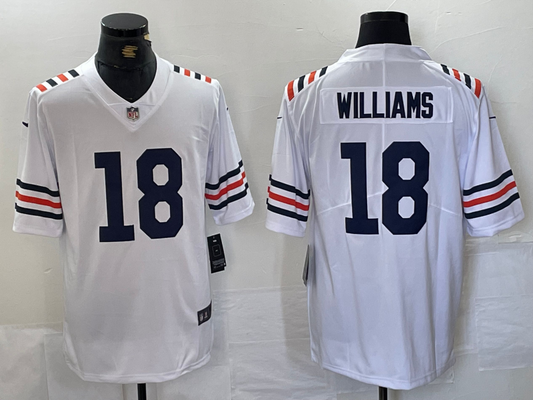 Men's Chicago Bears Caleb Williams #18 White 2024 NFL Draft 2nd Alternate Game Player Jersey1