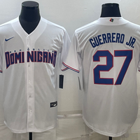 Men's 2023 World Baseball Classic #27 Vladimir Guerrero Jr. Dominican Republic White Jersey1