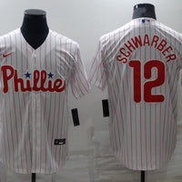 Men's Philadelphia Phillies Kyle Schwarber #12 White Replica Baseball Jersey1