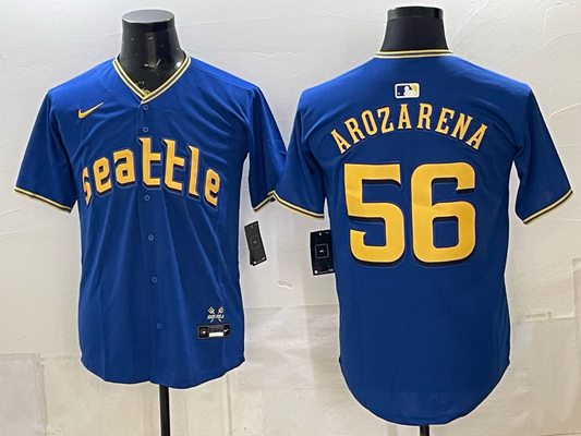 Men's Seattle Mariners Randy Arozarena #56 Royal 2023 City Connect Replica Jersey