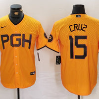Men's Pittsburgh Pirates Oneil Cruz #15 Gold City Connect Limited Player Jersey1