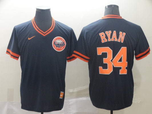 Men's Houston Astros Nolan Ryan #34 Navy Fashion Stitched Jersey1