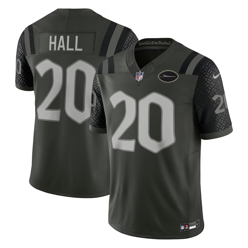 Men's New York Jets Breece Hall #20 Gotham Green 2025 Rivalries Collection Game Jersey