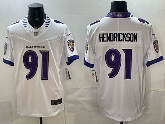 Trey Hendrickson #91 Baltimore Ravens White Vapor F.U.S.E. Limited Jersey - JerseysFreak