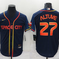 Men's Houston Astros Jose Altuve #27 Navy Space City Jersey1