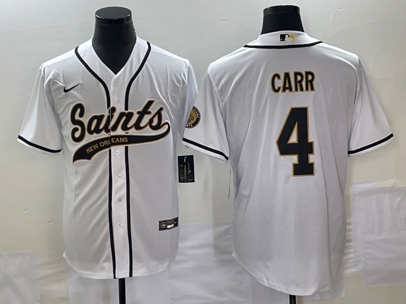 Men's New Orleans Saints Derek Carr #4 White Game Jersey1 Joint Edition