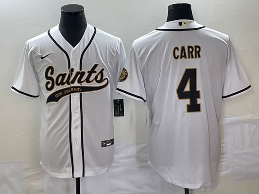 Men's New Orleans Saints Derek Carr #4 White Game Jersey1 Joint Edition