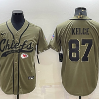 Men's Kansas City Chiefs Travis Kelce #87 Olive 2022 Salute To Service Limited Jersey1 Joint Edition