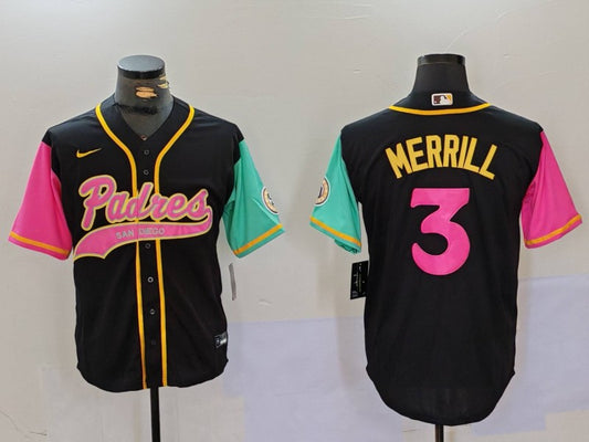 Men's San Diego Padres Jackson Merrill #3 Black City Connect Replica Player Jersey1