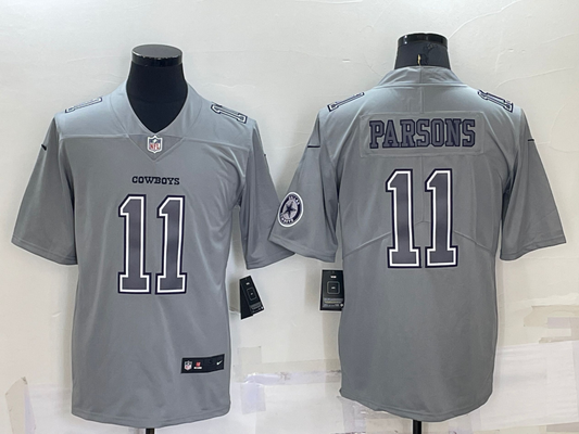Men's Dallas Cowboys Micah Parsons #11 Gray Atmosphere Fashion Game Jersey1