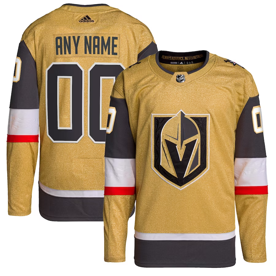 Men's Vegas Golden Knights Gold Home Primegreen Authentic Custom Jersey1
