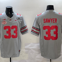 Men's Ohio State Buckeyes Jack Sawyer #33 Gray 2025 CFP Final National Champions Patch F.U.S.E. Jersey