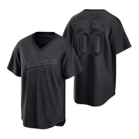 Men's Los Angeles Dodgers Black Cooperstown Collection Replica Custom Jersey1