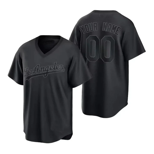 Men's Los Angeles Dodgers Black Cooperstown Collection Replica Custom Jersey1