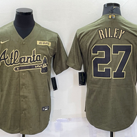 Men's Atlanta Braves Austin Riley #27 Brown Replica Player Jersey1