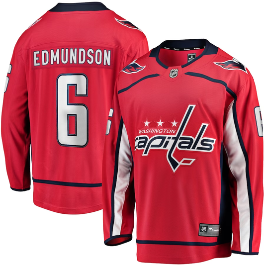 Men's Washington Capitals Joel Edmundson #6 Red Home Breakaway Jersey1
