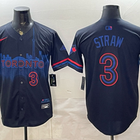 Men's Toronto Blue Jays Willie Straw #3 Black 2024 City Connect Limited Player Jersey