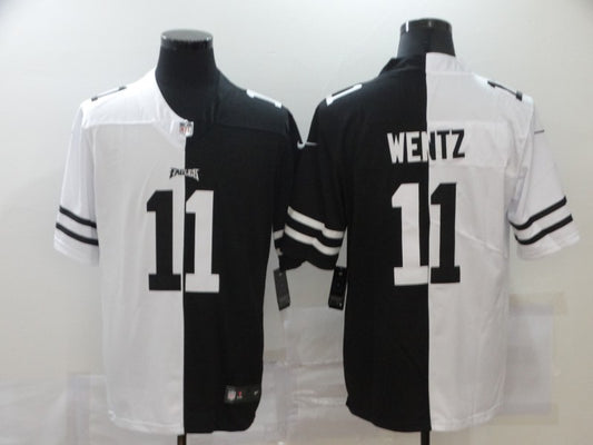 Men's Philadelphia Eagles Carson Wentz #11 Black/White Game Jersey1