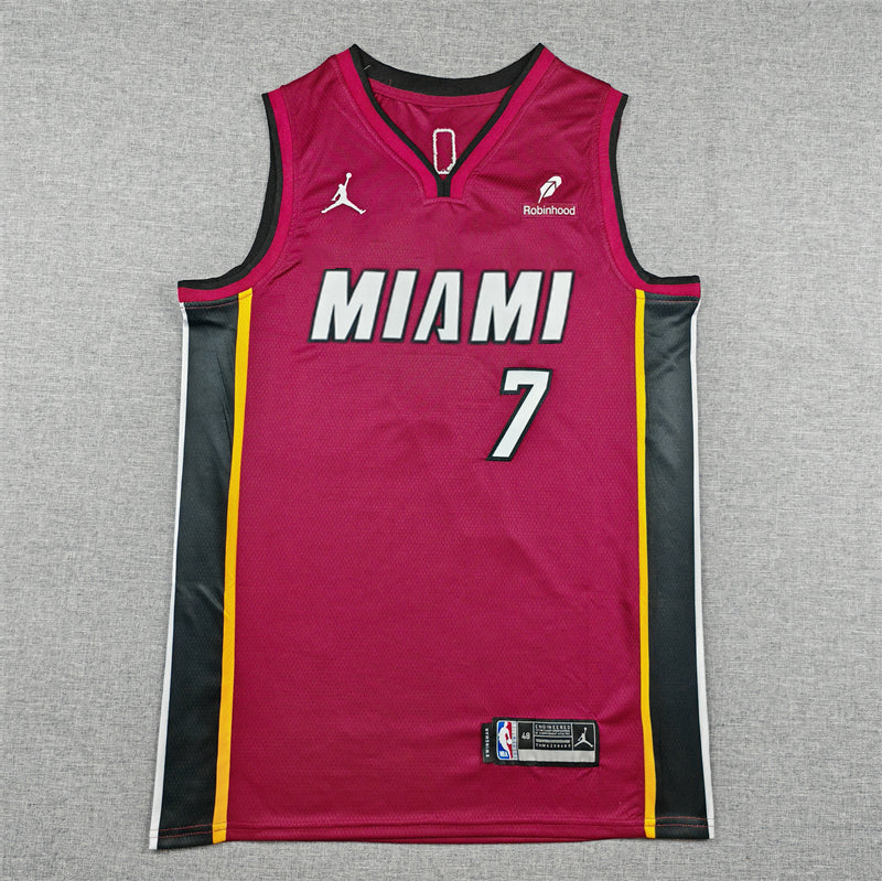 Men's Miami Heat Giannis Antetokounmpo #7 Red Swingman Jersey - Statement Edition