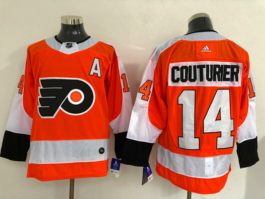 Men's Philadelphia Flyers Sean Couturier #14 Orange Player Game Jersey1