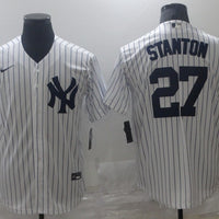 Men's New York Yankees Giancarlo Stanton #27 White Replica Baseball Jersey1