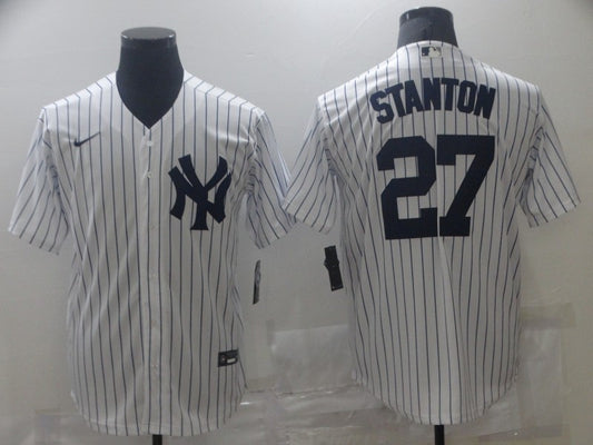 Men's New York Yankees Giancarlo Stanton #27 White Replica Baseball Jersey1