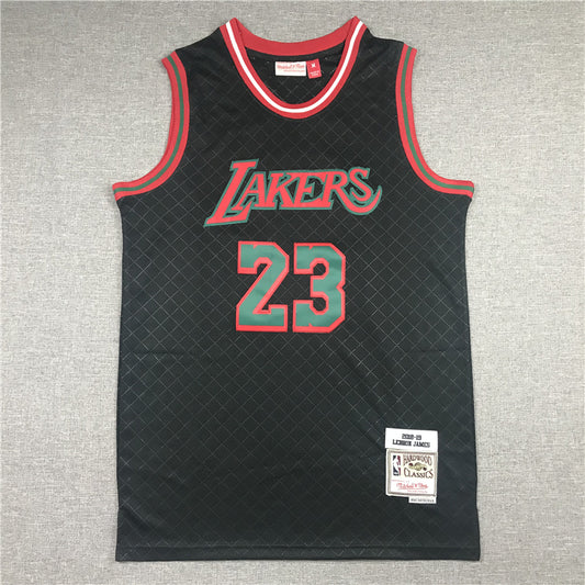 Men's Los Angeles Lakers LeBron James #23 Black Hardwood Classics Player Jersey1