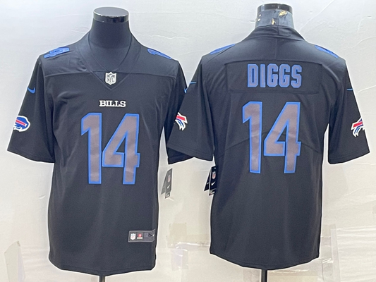 Men's Buffalo Bills Stefon Diggs #14 Black Team Game Jersey1