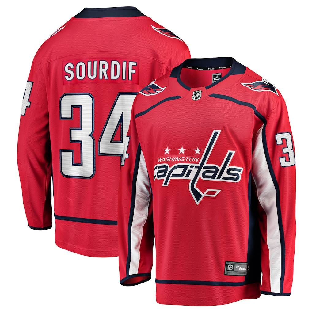 Men's Washington Capitals Justin Sourdif #34 Fanatics Red Home Breakaway Jersey