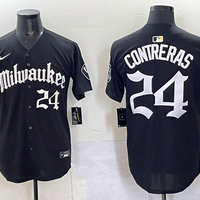 Men's Milwaukee Brewers William Contreras #24 Black Replica Player Jersey