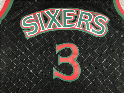 Men's Philadelphia 76ers Allen Iverson Black 1996-97 Hardwood Classics Jersey1
